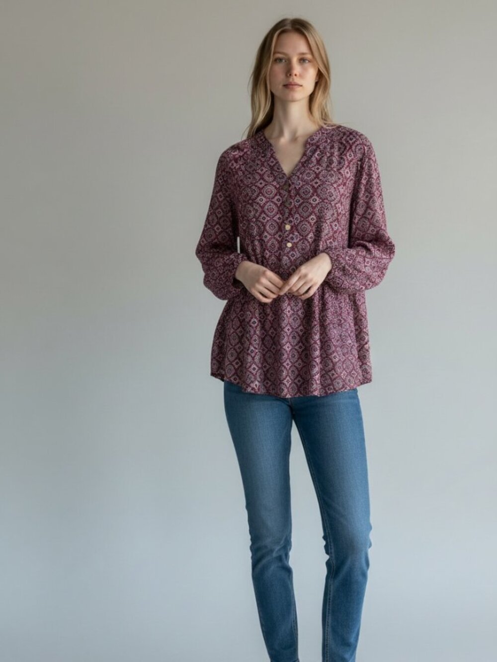 Womens Westport Large Raspberry Print Top